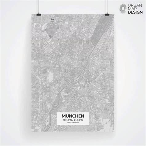 München Stadtplan Poster Bleistift personalisierbar jeder Ort der