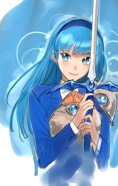 Safebooru Armor Bangs Blue Blue Eyes Blue Hair Blunt Bangs Breastplate Headband Magic Knight