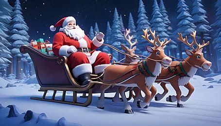 Santa Claus Riding His Sleigh Background Santa Claus Riding Sleigh