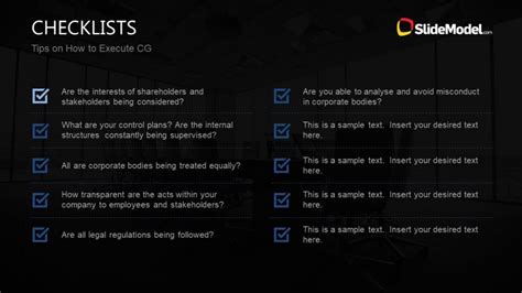 Corporate Governance Template Checklist SlideModel