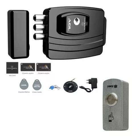 Kit Fechadura Eletrônica Agl Ultra Card Botoeira Inox Frete grátis