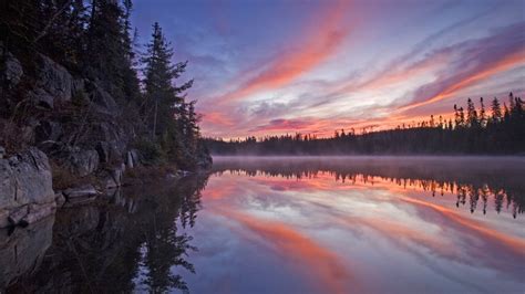 Wallpaper Trees Landscape Forest Sunset Lake Nature Reflection