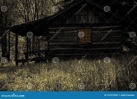 Creepy Cabin in the Woods stock image. Image of rural - 101572091