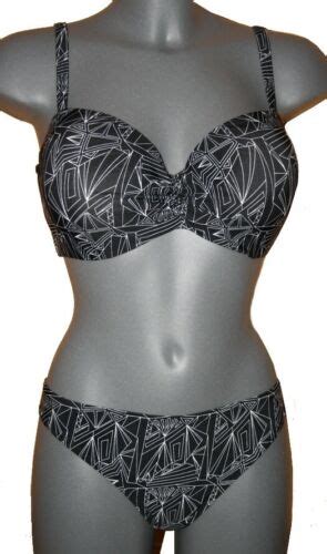 B Gel Bikini Schwarz Weiss Balconette Gr Cup E Neu Ebay