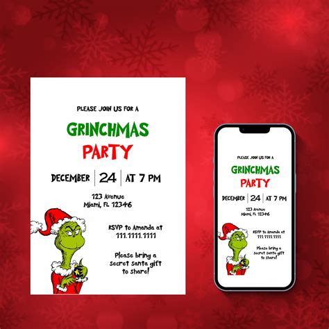 Editable Grinchmas Invitation Grinchmas Christmas Party Invitation