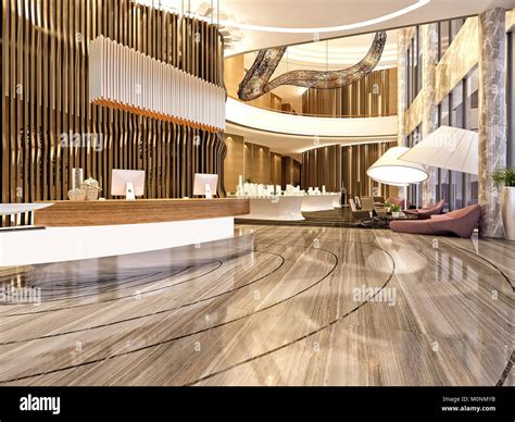 3d render of modern building interior lobby Stock Photo - Alamy