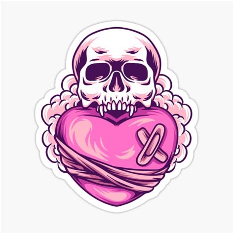 Skull Love Illustration Sticker For Sale By Sabdatinta Redbubble