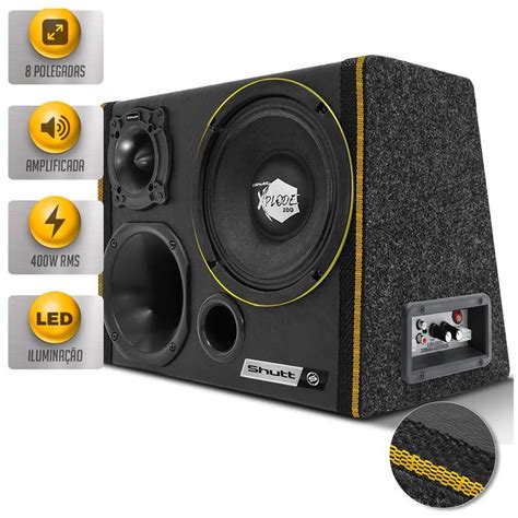 Caixa Trio Som Amplificada Subwoofer Shutt Xploode W Rms Driver