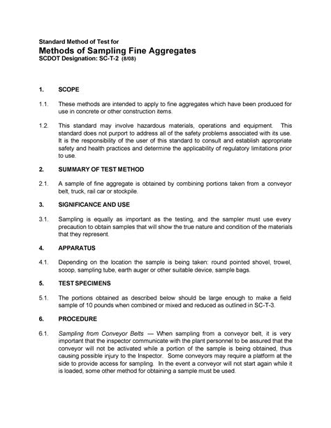 Methods of sampling aggregates - Standard Method of Test for Methods of ...