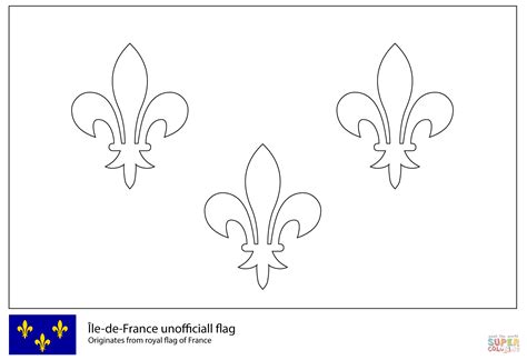 Flag of Île-de-France coloring page | Free Printable Coloring Pages