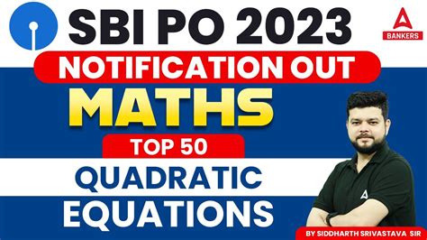 Top 50 Quadratic Equations Sbi Po Maths Preparation By Siddharth