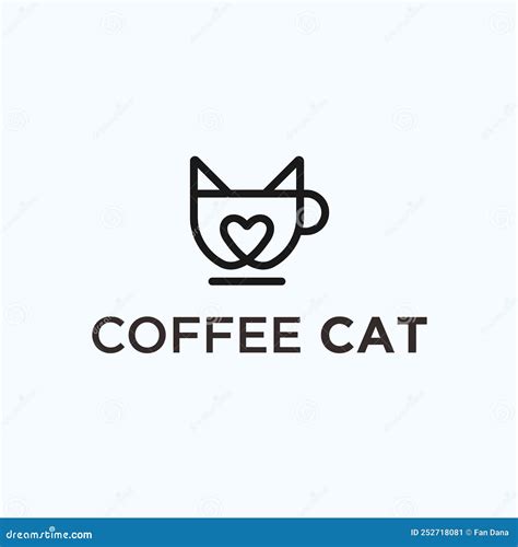 Coffee Cat Logo Design Vector Illustration Stock Illustration ...