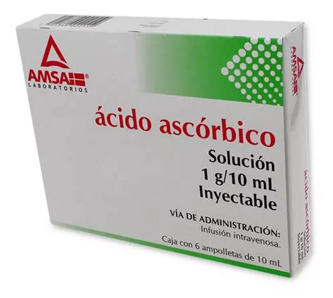 Ácido Ascórbico 1 Gr Solución Inyectable 6 Ampolletas 10 Ml Envío Gratis