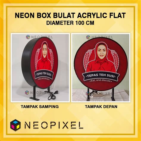 Jual Neon Box Bulat Diameter 100 Cm Akrilik Full Print Permukaan 2 Sisi