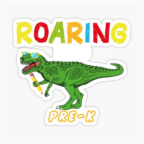 Pegatina Ni Os Rugiendo En Pre K T Rex Dinosaurio Divertido Regreso A