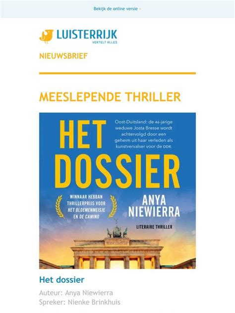 Luisterrijk Nl Meeslepend Het Dossier Van Anya Niewierra Maarten