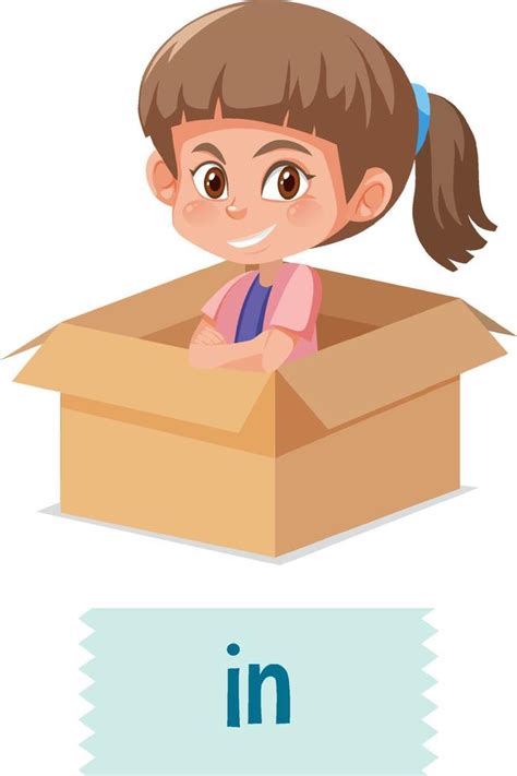 Preposition Of Place With Cartoon Girl And A Box 6892537 Vector Art At