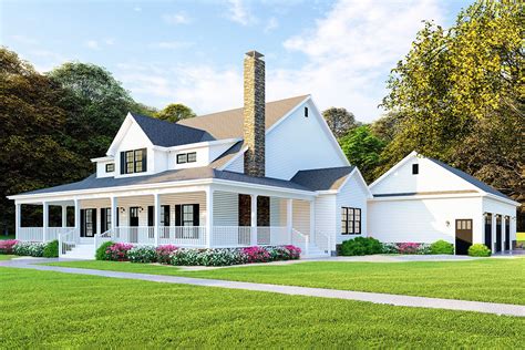 Modern Farmhouse Plan With Wraparound Porch 70608mk Architectural Designs House Plans