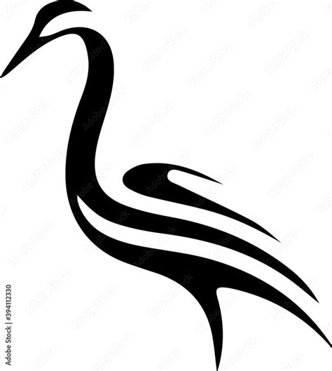 Stork Outline Design Vector Illustration Line Art Heron Logo Design