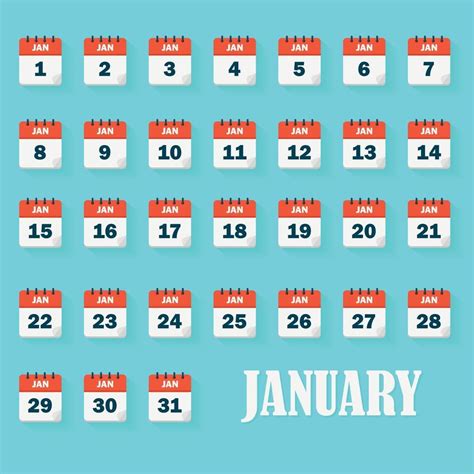 January Calendar Icons 2718391 Vector Art At Vecteezy