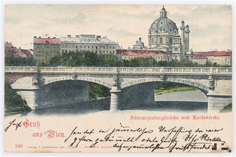 Gruß aus Wien Schwarzenbergbrücke und Karlskirche Wien Museum