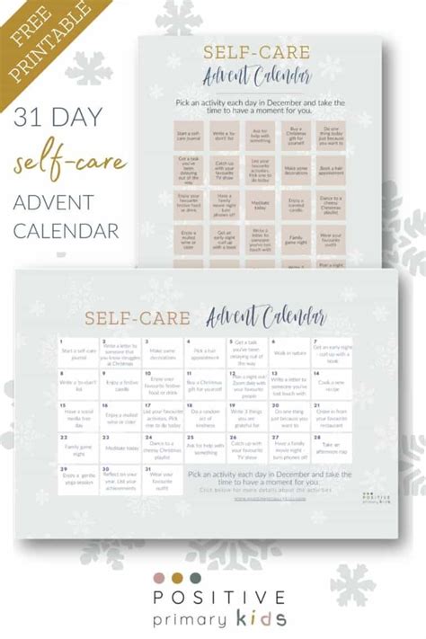 31 Day Self Care Advent Calendar Download For Free