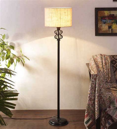 Buy Demis White Jute Shade Club Floor Lamp With Iron Base At Off By