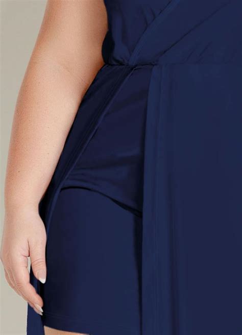 Vestido Longo Marinho Plus Size Transpasse Foxxstore