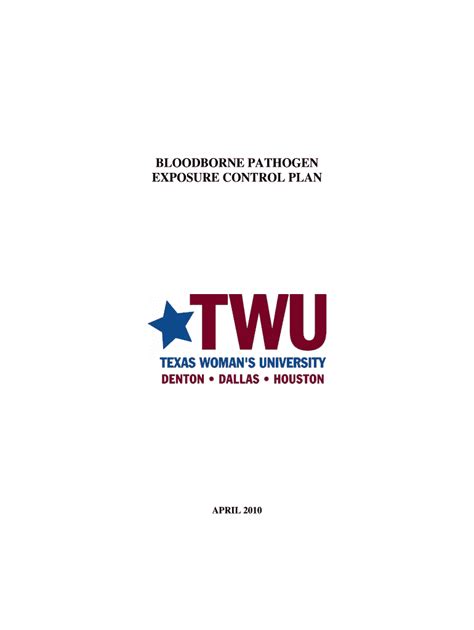 Fillable Online Twu Bloodborne Pathogen Exposure Control Plan Texas