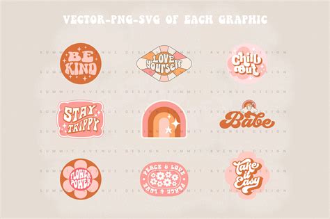 Retro Shape designs, Hippie clipart, Groovy Canva Elements, 70s graphi ...