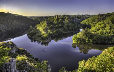 Wallpaper forest, France, panorama, river, France, the river Creuse ...