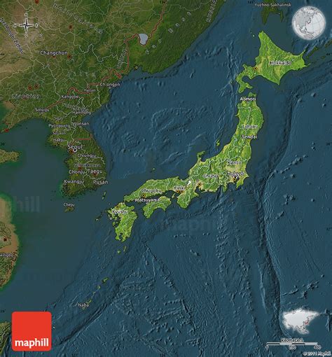 Satellite Map Of Japan Darken