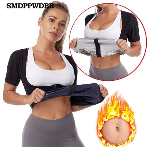 Hot Sweating Sauna Tops Women Neoprene Shirts Slim Weight Loss Shaper Vest Zipper Short Sleeve