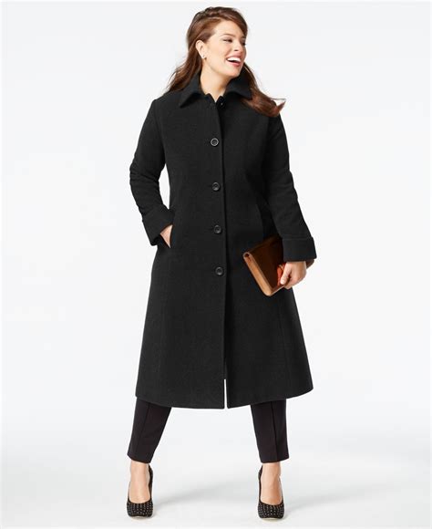 Jones New York Black Plus Size Wool Maxi Coat Lyst