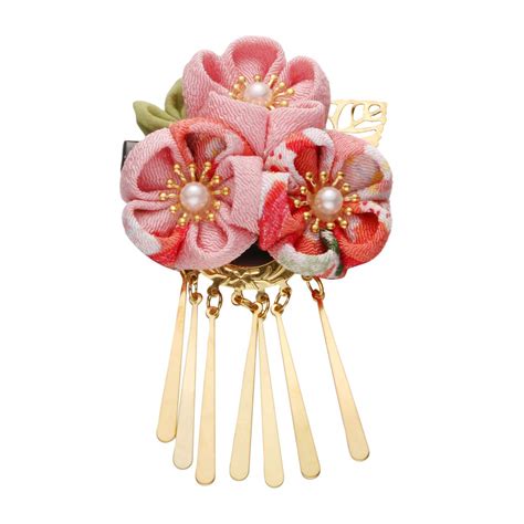 Handmade Sakura Kanzashi Girl Japanese Hairpin Tassel Hair Clip Wedding