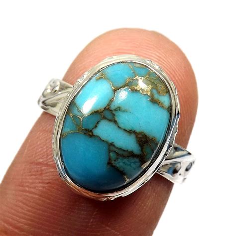 Blue Copper Turquoise Sterling Silver Cheap Ring Wholesale Price