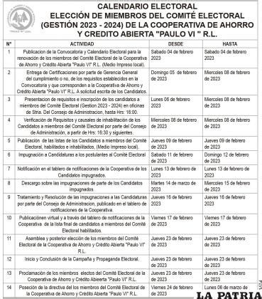 Calendario Electoral Elecci N De Miembros Del Comit Electoral Gesti N