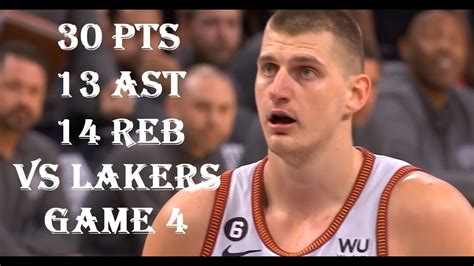 Nikola Jokic Pts Reb Ast Denver Nuggets Vs Los Angeles Lakers