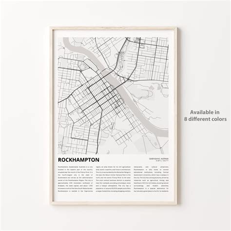 Rockhampton Map Print Rockhampton Travel Map Rockhampton Wall Decor