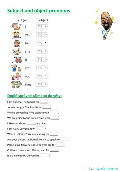 Subject And Object Pronouns Interactive Worksheet Topworksheets