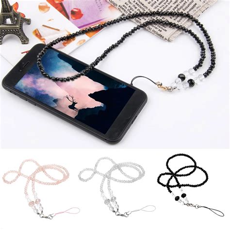 Besegad Crystal Phone Lanyard Keychain Holder Fashion Women Beaded