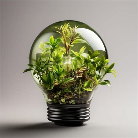 Premium AI Image A Light Bulb With Plants Inside Of It And A Plant