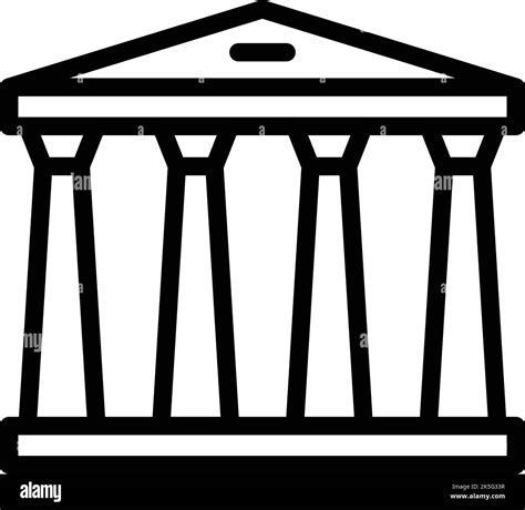 Column Temple Icon Outline Vector Greek Building History Pillar Stock