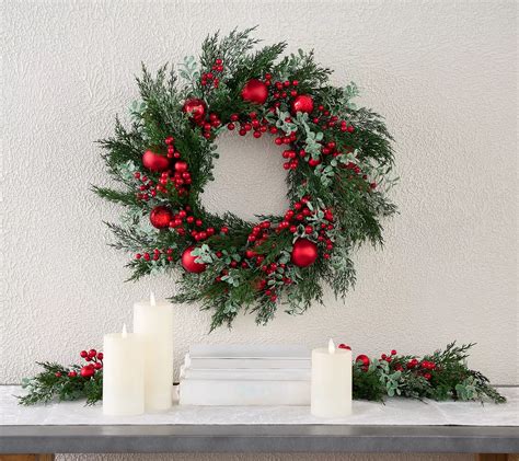 As Is 26 Berry Ornament Eucalyptus Wreath By Valerie QVC