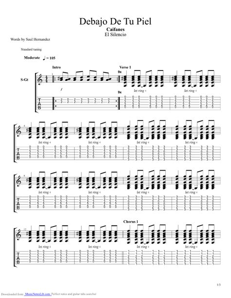 Debajo De Tu Piel Guitar Pro Tab By Caifanes Musicnoteslib