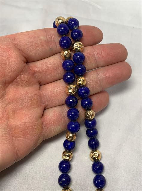 Lapis Lazuli 14 Karat Gold Bead Necklace Beads For Sale At 1stDibs