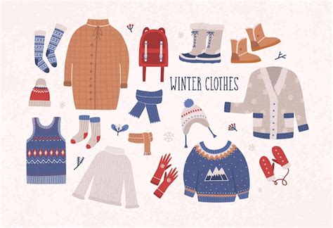 Premium Vector Collection Of Winter Clothes And Outerwear Isolated