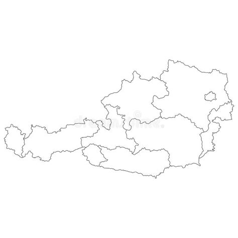 Harta Politică A Austriei Pe Fond Alb Stock Vector Ilustrare Din