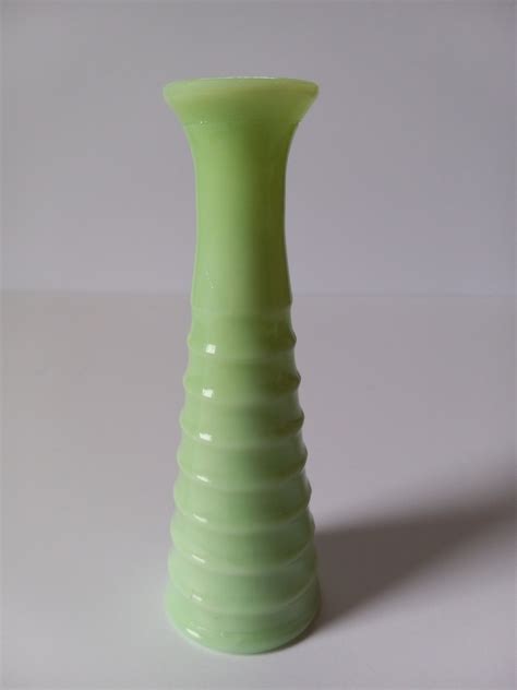 Vintage Jadeite Bud Vase Green Jeannette Glass Ribbed Flower Etsy