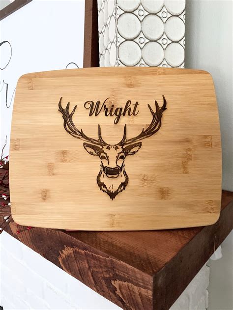 Deer Head Cutting Board Hunting Personalized Cutting Board Etsy